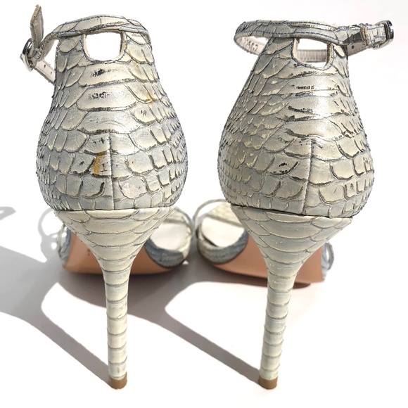 Stuart Weitzman Nudistsong Stiletto Heels Women 6M Ankle Strap Sandal Python - Picture 7 of 14